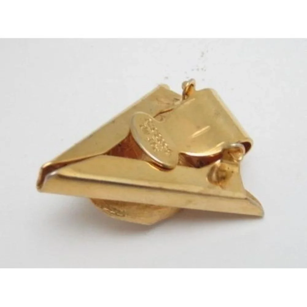 Vintage Belt‎ Tip Western Style Cowboy Hat Gold Plated Rhinestone Jewelry